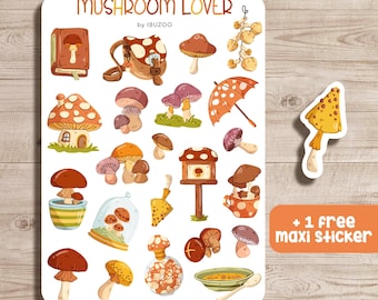Sticker Sheet Mushroom Lover | Bullet Journal Stickers - Scrapbook Stickers - Planner Stickers - Decoration Stickers - Stickersheet