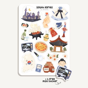 Sticker Sheet South Korea | Bullet Journal - Scrapbook - Planner - Decor - Asia - Travel