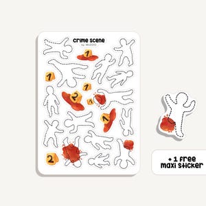 Feuille d’autocollants Scène de crime | Autocollant scène de crime | Bullet Journal - Scrapbook - Planificateur - Décoration - Crime - Livre Genre - Lecteur Cadeau