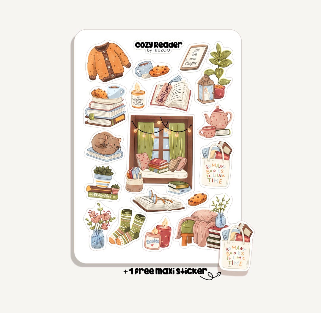 Sticker Sheet Cozy Reader | Bullet Journal - Scrapbook - Planner ...