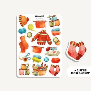 Sticker Sheet Knitting | Aufkleber Stricken | Bullet Journal - Scrapbook - Planner - Dekoration - Hobby - Nähen