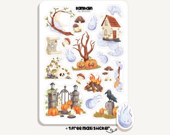 Sticker Sheet Samhain |  Aufkleber Samhain | Bullet Journal - Scrapbook - Planner - Dekoration - Zauberei - Magie - Hexe - Halloween