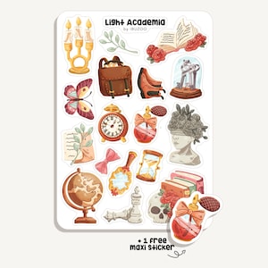 Sticker Sheet Light Academia | Aufkleber Helle Akademie | Bullet Journal - Scrapbook - Planner - Dekoration - Studieren