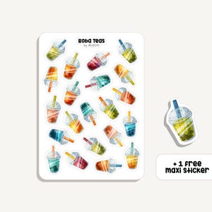 Stickervel Boba Teas | Sticker Boba Thee | Bullet Journal - Scrapbook - Planner - Thee - Drinken