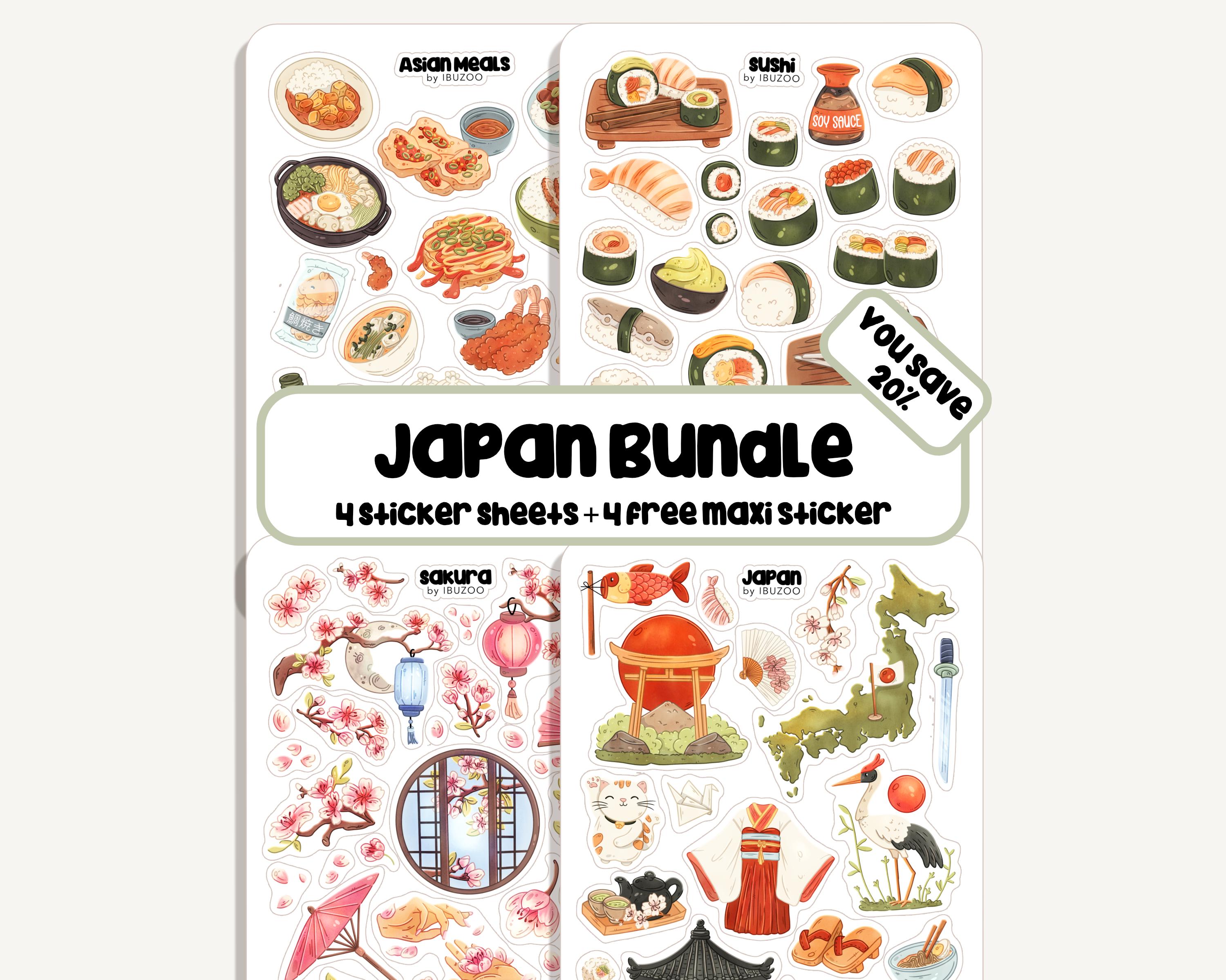 Japanese Sticker Calendar Sticker Set Japan | 4 Sticker Sheets + 4 Maxi Sticker | 103 Sticker ...