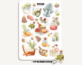 Sticker Sheet Spa Day | Bullet Journal - Scrapbook - Planner - Decoration - Self Love - Spa - Beauty