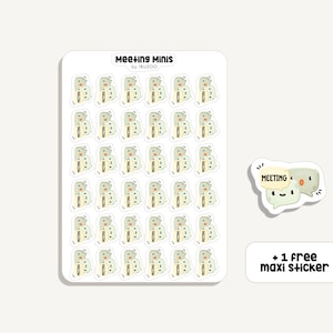 Feuille d’autocollants Réunion Minis | Réunion d’autocollants | Bullet Journal - Scrapbook - Planner - Décoration - Travail - Réunion - Tracker