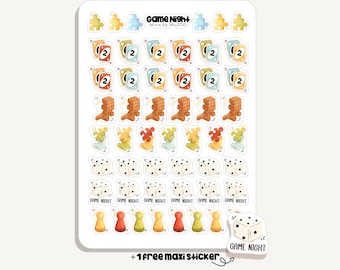 Sticker Sheet Game Night Minis | Aufkleber Spiele Abend | Bullet Journal - Scrapbook - Planner - Dekoration - Spiele