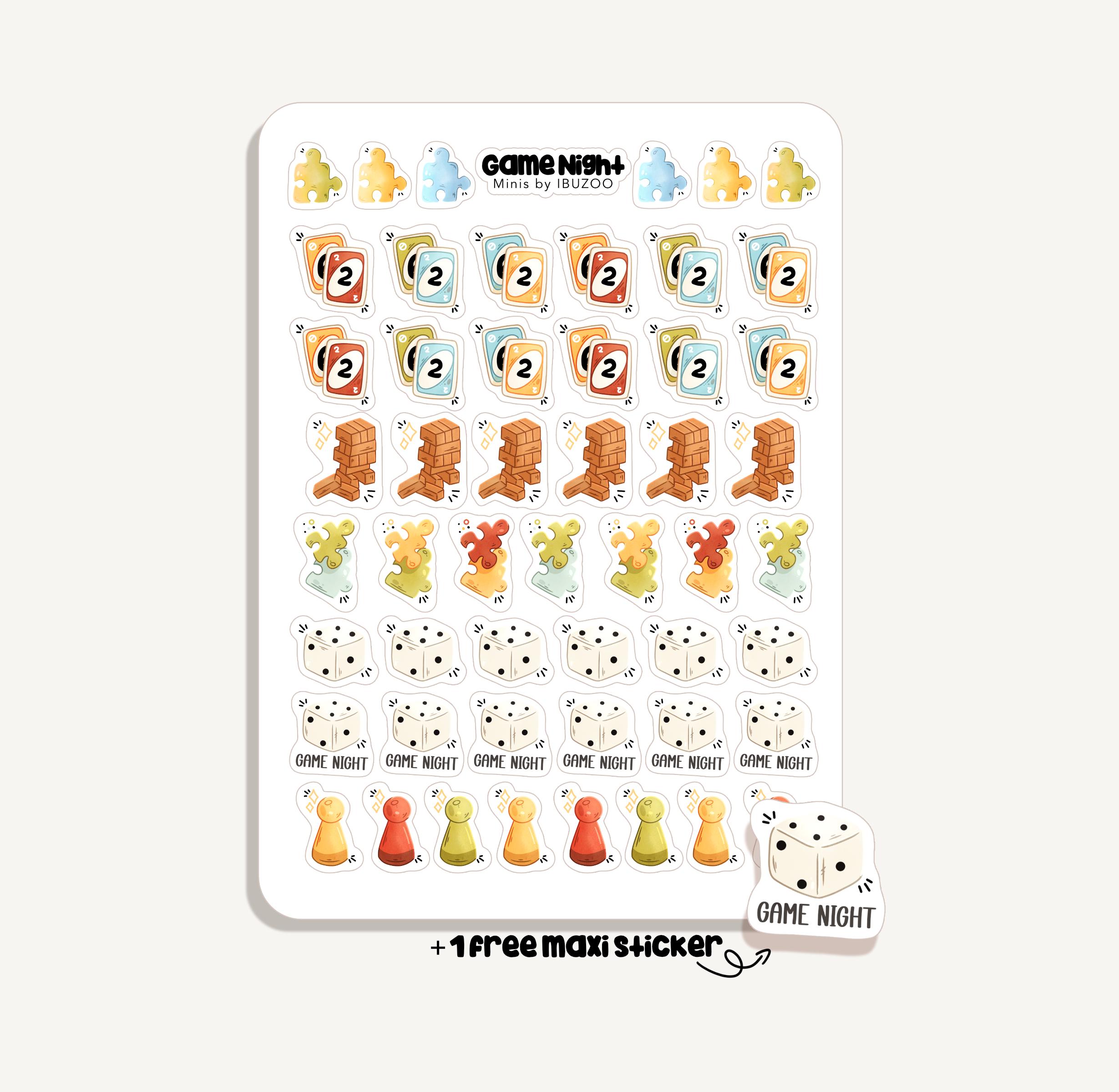 Sticker Sheet Game Night Minis | Bullet Journal - Scrapbook - Planner ...