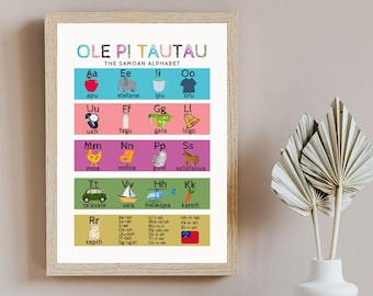 Digital Samoan alphabet poster print // Ole pi tautau // Kids educational resource