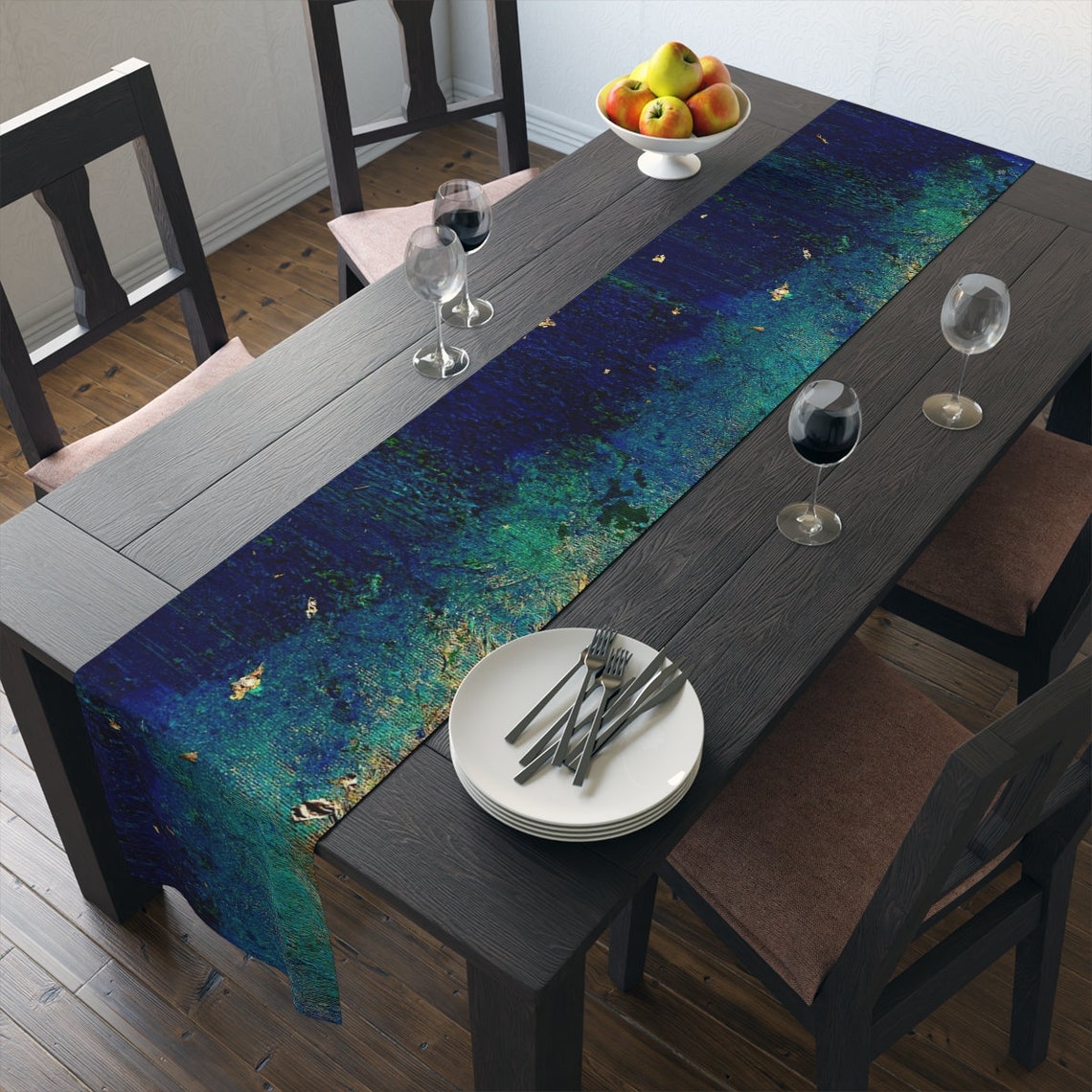 Navy and Gold Dining Table Runner Holiday Decor cotton Etsy