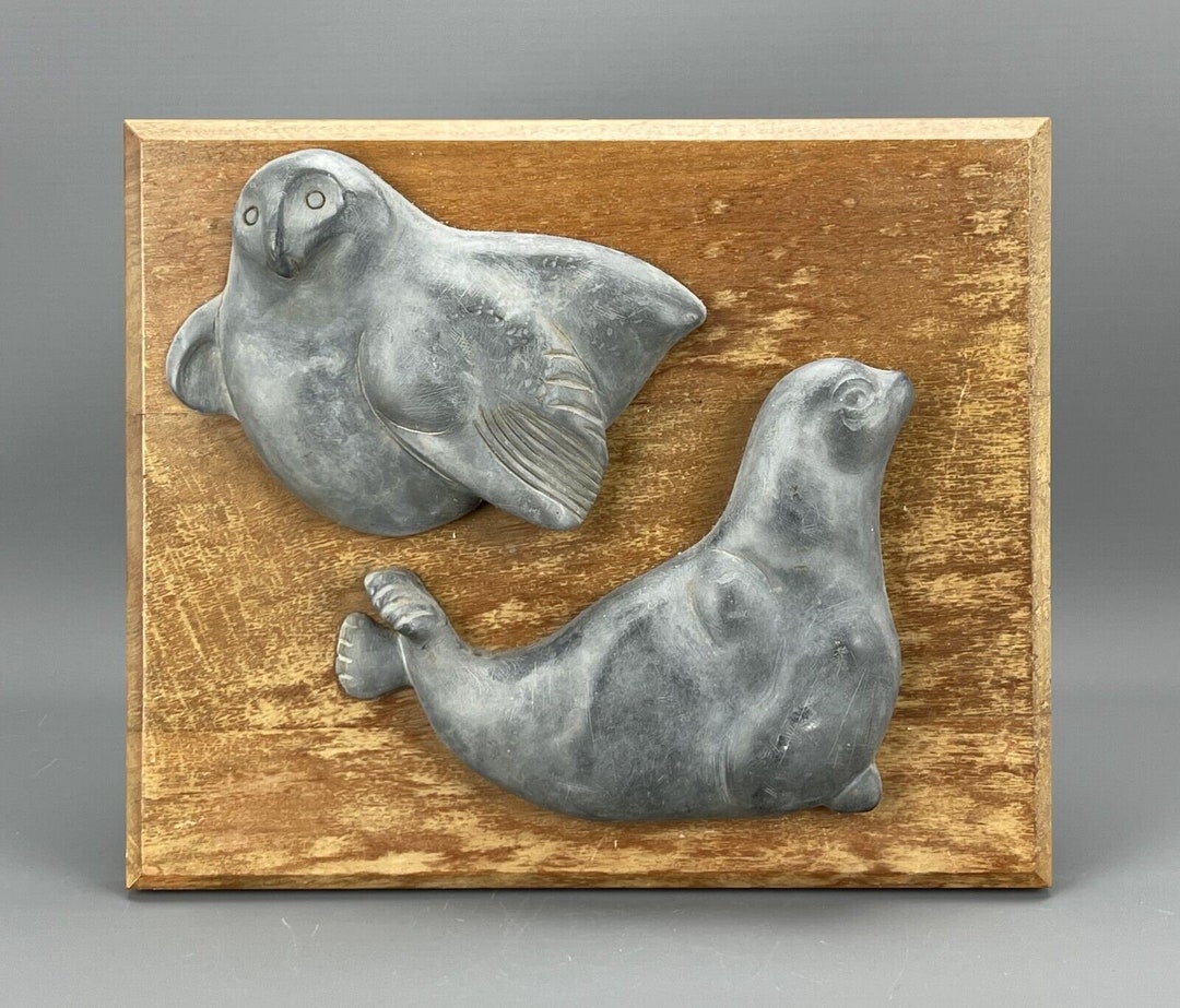 Vintage INUIT Canadiana Heritage Series CARVED STONE Wooden Etsy