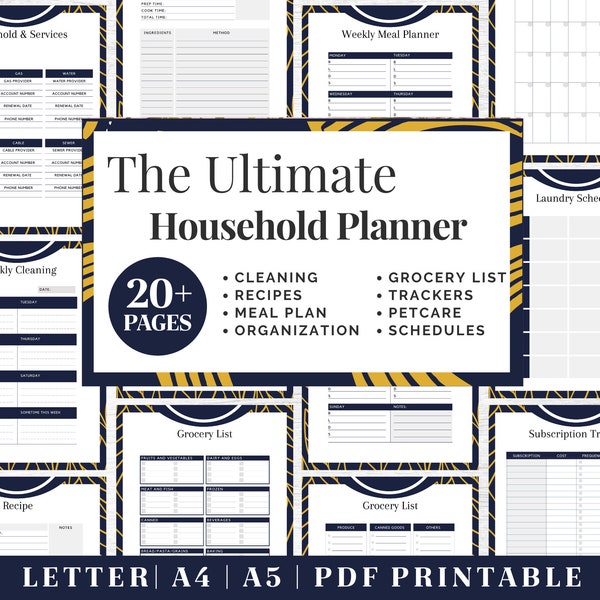 Household Planner Printable | Life Organizer Binder | Digital Download | Printable Planner | US Letter, A4, A5 Journal Template | PDF