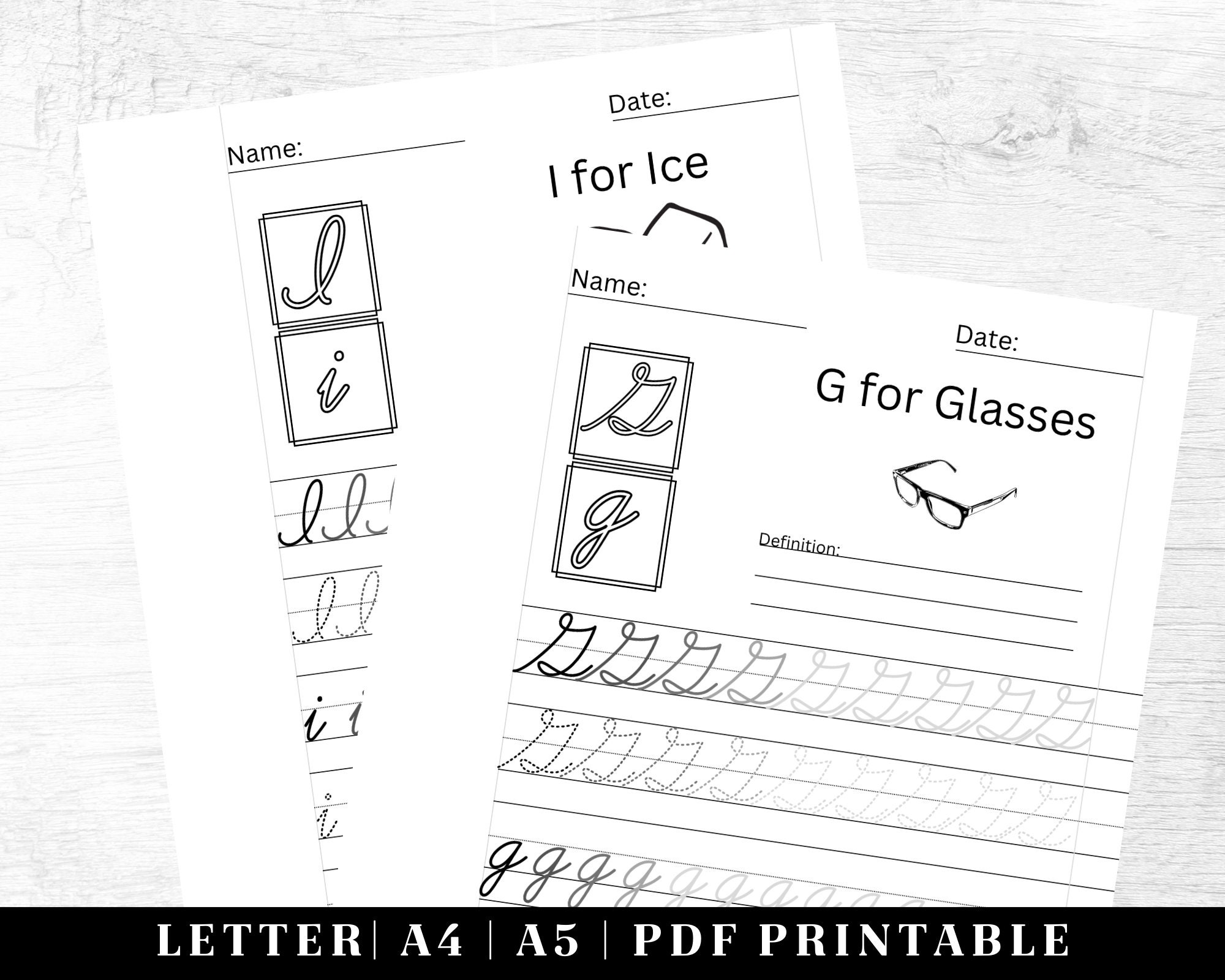 Cursive Handwriting Practice Worksheets Printable Neat Etsy