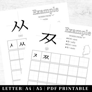 Korean Language Learning Workbook Printable Korean Worksheets Hangul Letter Practice Korean Handwriting Template Learn Korean Study image 3