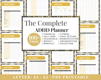 ADHD Planner Bundle | Adult ADHD Organization | Complete Life Planning | US Letter, A4, A5 Journal Template