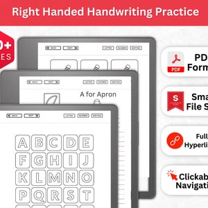 Handwriting Practice Worksheets For Kindle Scribe | Kindle Scribe Template | Neat Handwriting Workbook | Right Handed Print Kindle Notes