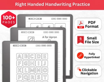 Handwriting Practice Worksheets For Kindle Scribe | Kindle Scribe Template | Neat Handwriting Workbook | Right Handed Print Kindle Notes