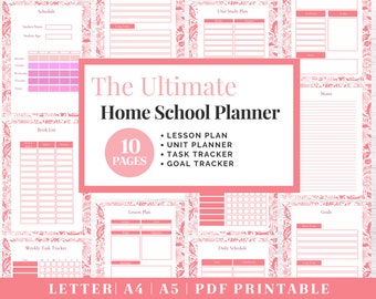 Planificador de educación en casa imprimible / Horario de educación en casa / Plantilla de plan de lecciones imprimible / Planificador académico sin fecha / Carpeta para madres que educan en casa