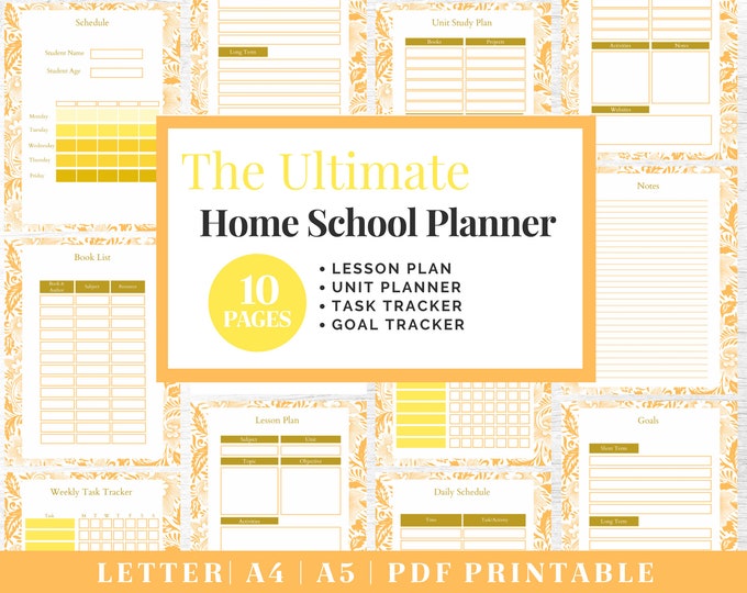 Homeschool Planner | Printable Kids Planner | Undated Digital Planner | Academic School Calendar | Family Lesson Planner | Homework Planner