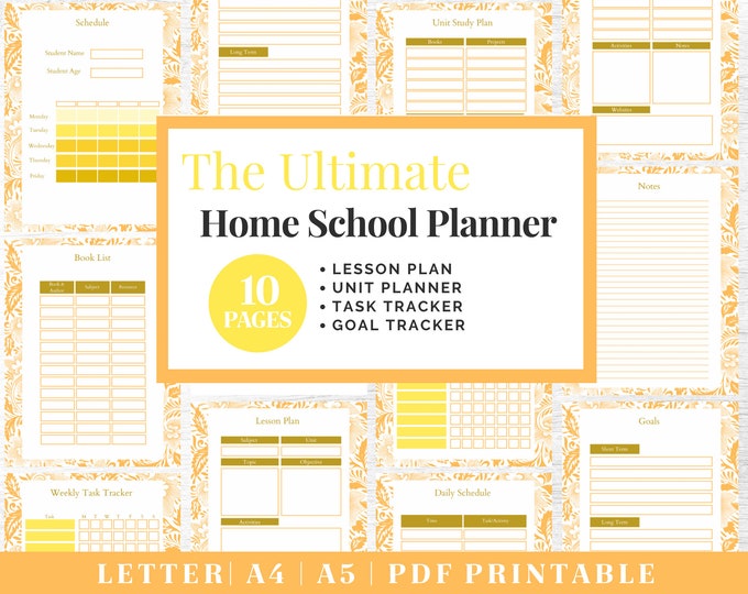 Printable Home School Planner | Homeschool Schedule | Printable Lesson Plan Template | Undated Academic Planner | Homeschool Mom Binder