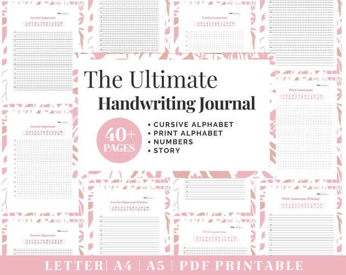 Printable Handwriting Practice Guide | Neat Handwriting Worksheet | Adult Handwriting Workbook | Penmanship Practice | Cursive Worksheets