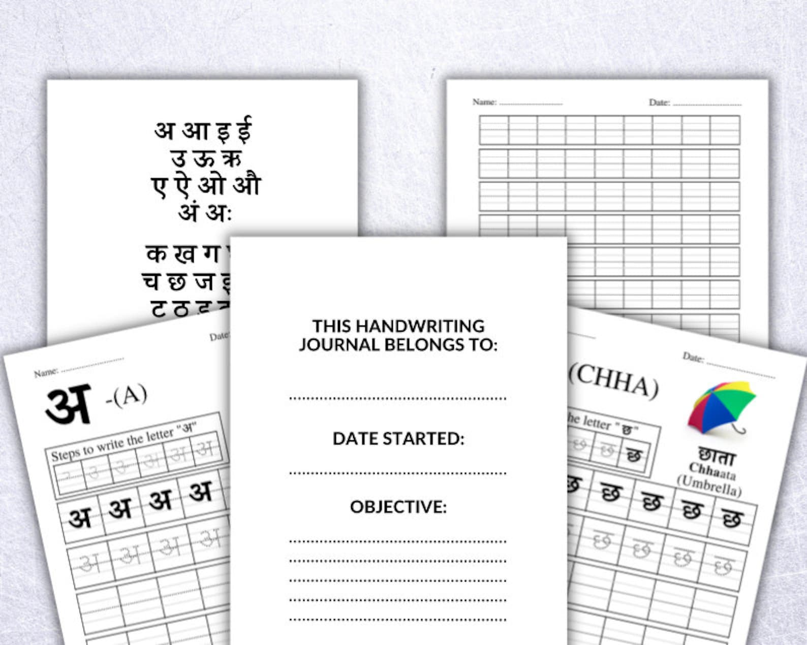 Hindi Alphabet Workbook Printable Hindi Writing Template Hindi