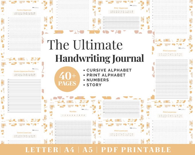 Printable Handwriting Practice Guide | Neat Handwriting Worksheet | Adult Handwriting Workbook | Penmanship Practice | Cursive Worksheets