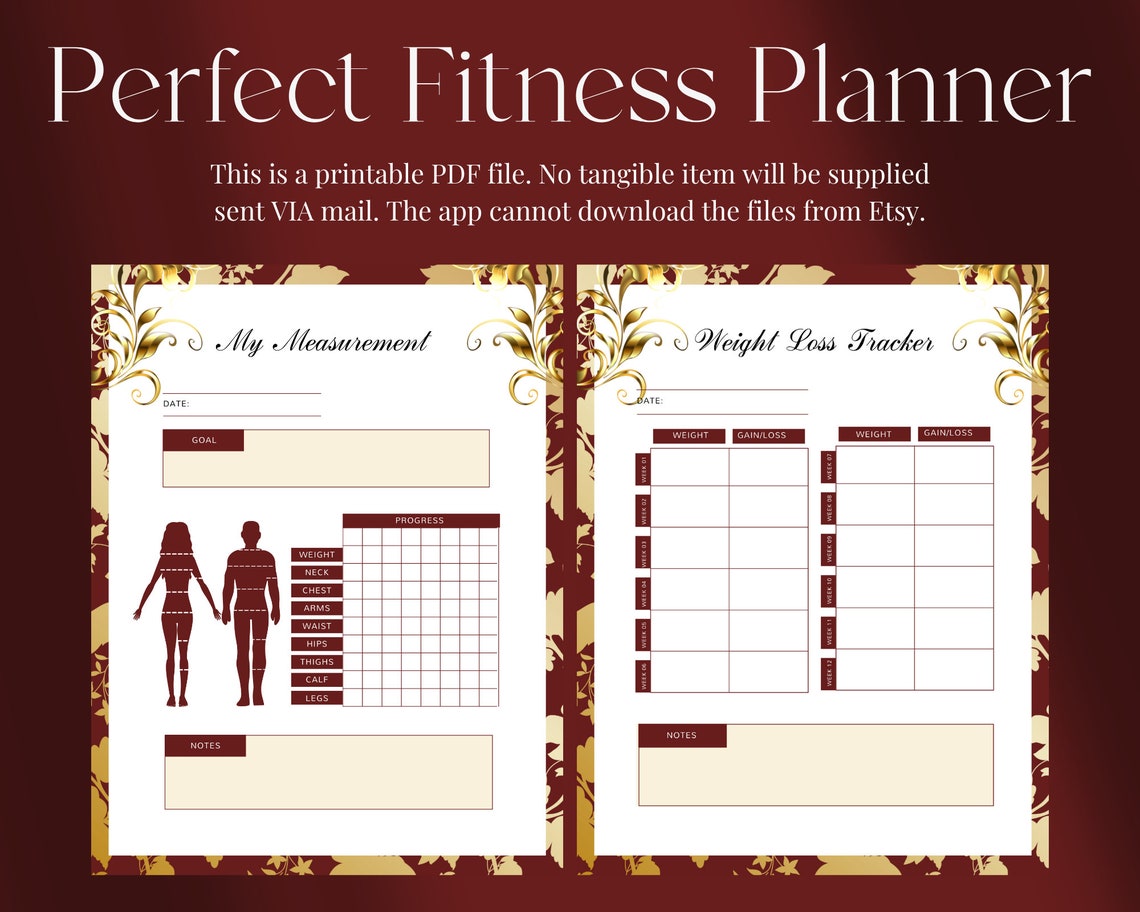 Fitness Planner Printable Red Healthy Habits Tracker - Etsy
