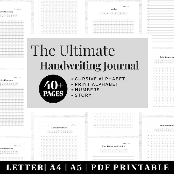 Druckbare Handschrift Praxis Anleitung | Ordentliche Handschrift Arbeitsblatt | Handschrift für Erwachsene | Schreibkunst üben | Schreibschrift Arbeitsblätter