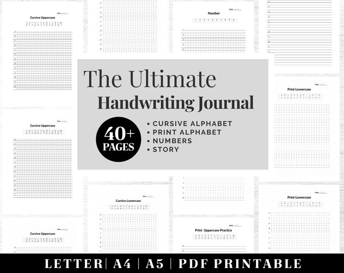 Printable Handwriting Practice Guide | Neat Handwriting Worksheet | Adult Handwriting Workbook | Penmanship Practice | Cursive Worksheets