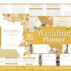 Printable Wedding Planner | Digital Bridal Planner | Engagement Gift | Wedding Planner Bundle | Wedding Budget Checklist | Wedding Binder