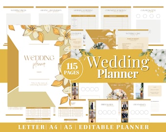 Printable Wedding Planner | Digital Bridal Planner | Engagement Gift | Wedding Planner Bundle | Wedding Budget Checklist | Wedding Binder