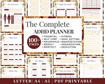 ADHD Planner Bundle | Adult ADHD Organization | Complete Life Planning | US Letter, A4, A5 Journal Template