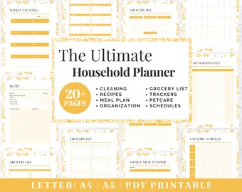 Planificador imprimible para el hogar / Carpeta organizadora de vida / Descarga digital / Planificador imprimible / Plantilla de diario tamaño carta, A4 y A5 / PDF