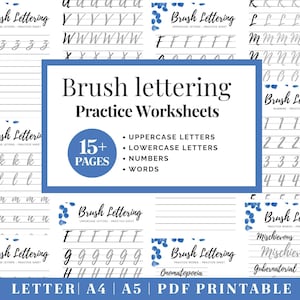 Learn Modern Calligraphy | Printable Hand Lettering Worksheet | Brush Lettering Practice | Adult Handwriting Workbook | Procreate Lettering