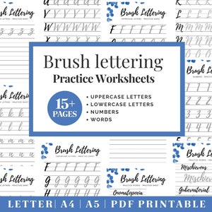 Apprendre la calligraphie moderne | Feuille de travail imprimable pour le lettrage à la main | Pratique du lettrage au pinceau | Cahier d'exercices d'écriture manuscrite pour adultes | Lettrage Procreate