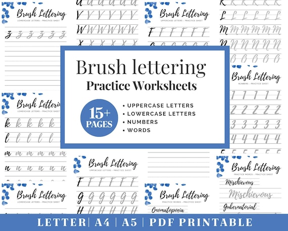 Learn Modern Calligraphy | Printable Hand Lettering Worksheet | Brush Lettering Practice | Adult Handwriting Workbook | Procreate Lettering