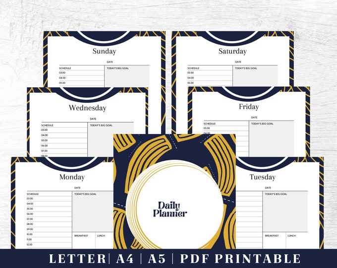 Productivity Planner Printable | Daily Organization Planner | Digital Download | US Letter, A4, A5 Journal Template | PDF