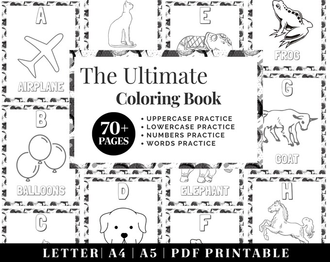 Kids Coloring Pages | Printable Kids Activity Book | Preschool ABC Coloring Book | Alphabet PDF Worksheets | 1st Grade Kids Busy Book