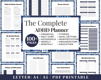 ADHD Planner Bundle | Adult ADHD Organization | Complete Life Planning | US Letter, A4, A5 Journal Template