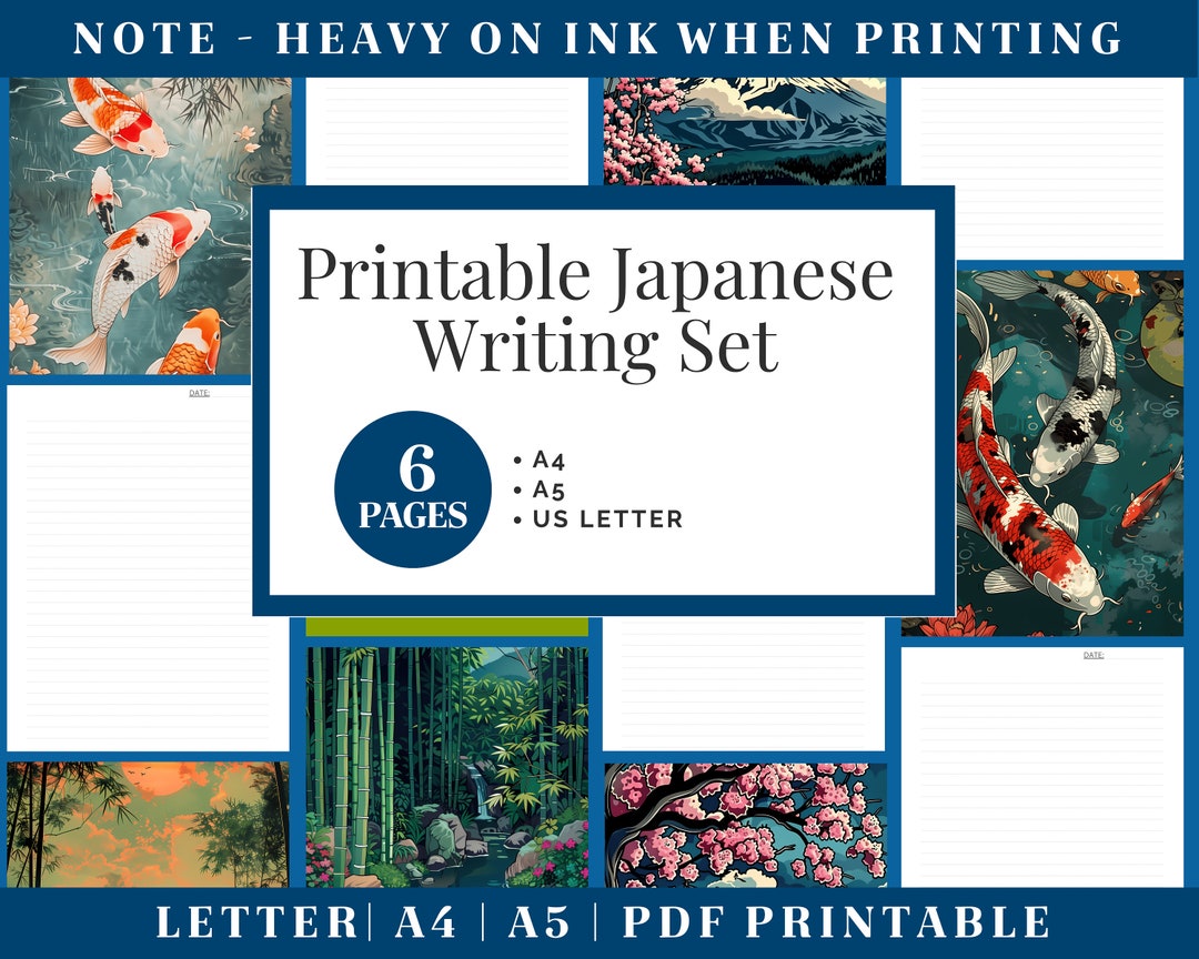 Printable Japanese Paper | Digital Writing Paper | Journal Supplies ...