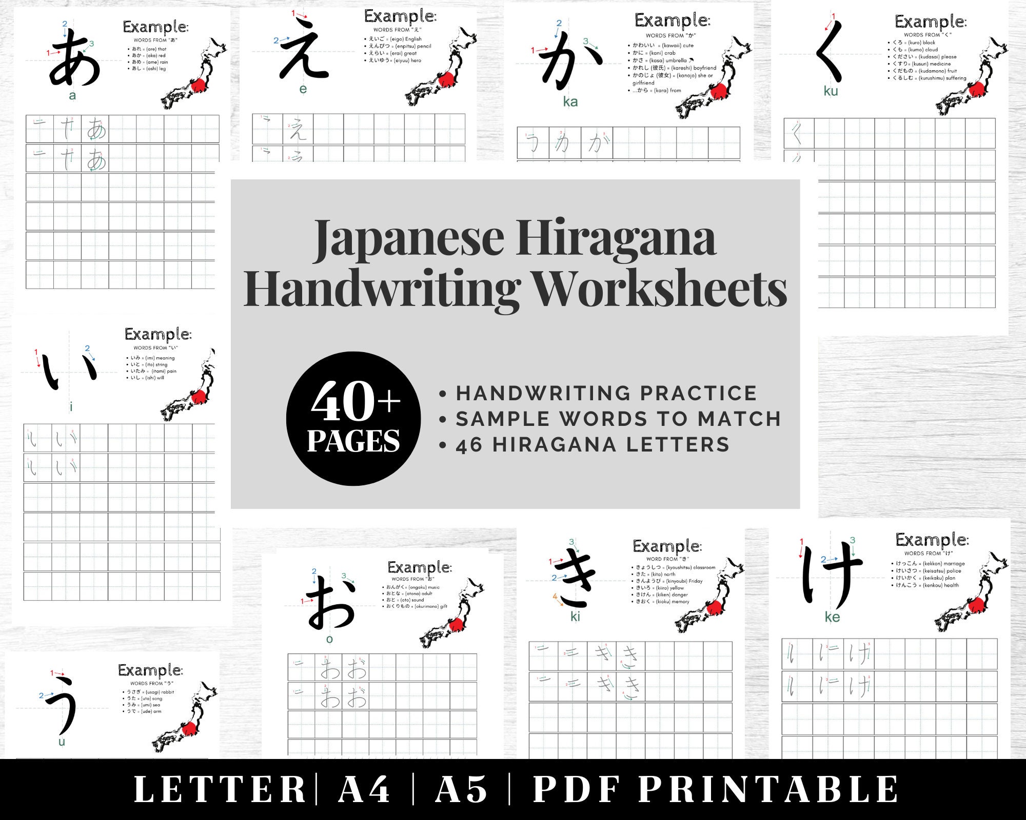 Learn Japanese Hiragana, Katakana and Kanji N5 - Workbook for Beginners: The Easy, Step-by-Step Study Guide and Writing Practice Book: Best Way to Learn Japanese and How to Write the Alphabet of Japan (Letter Chart Inside) [Book]