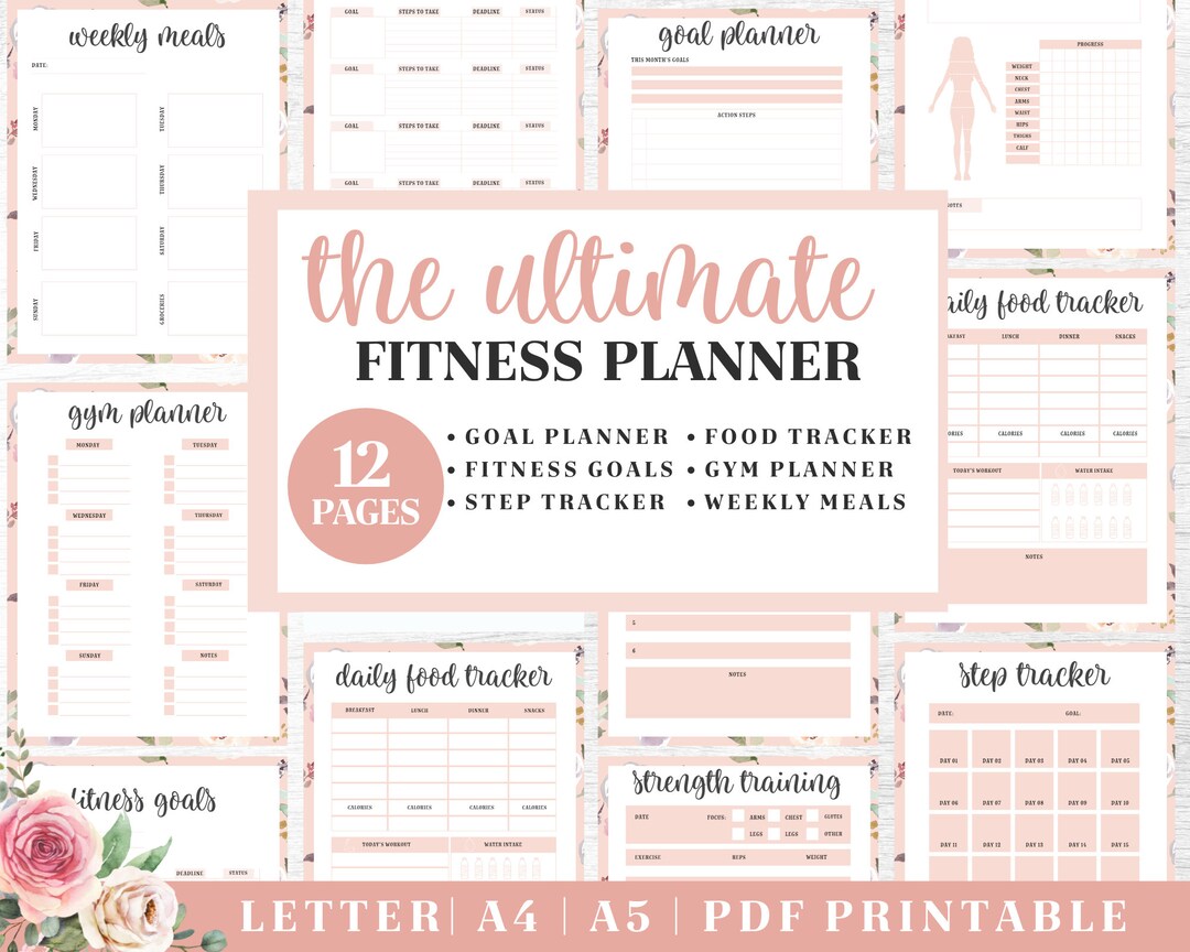 Fitness Planner Printable | Pink Healthy Habits Tracker | Digital ...