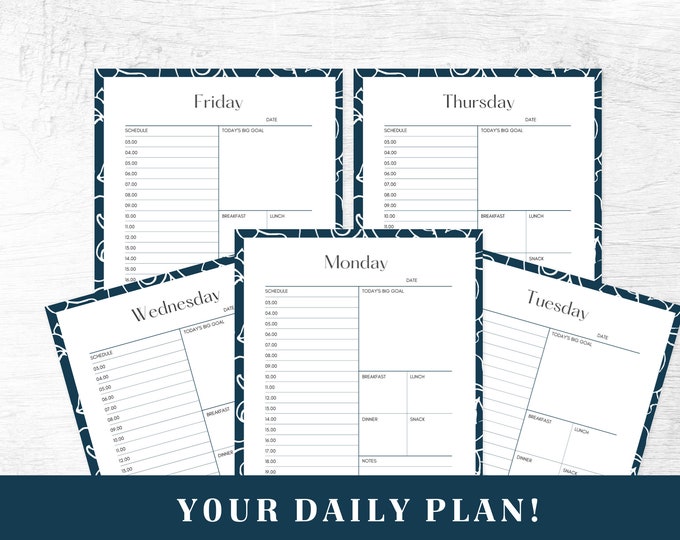 Productivity Planner Printable | Daily Organization Planner | Digital Download | US Letter, A4, A5 Journal Template | PDF