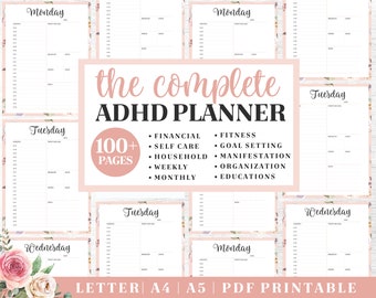 ADHD Planner Bundle | Adult ADHD Organization | Complete Life Planning | US Letter, A4, A5 Journal Template