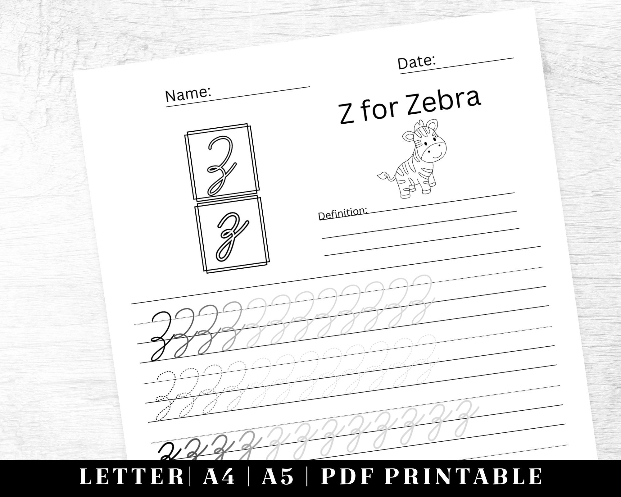 Cursive Handwriting Practice Worksheets Printable Neat Etsy