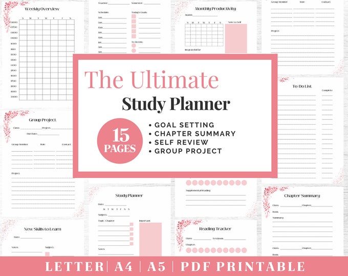 Student Planner | Printable Study Planner | Goal Planner | College Student Gift | Academic Productivity Planner | University Student Planner