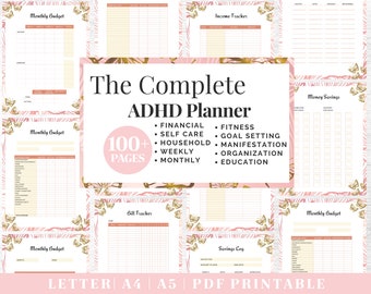 ADHD Planner Bundle | Adult ADHD Organization | Complete Life Planning | US Letter, A4, A5 Journal Template