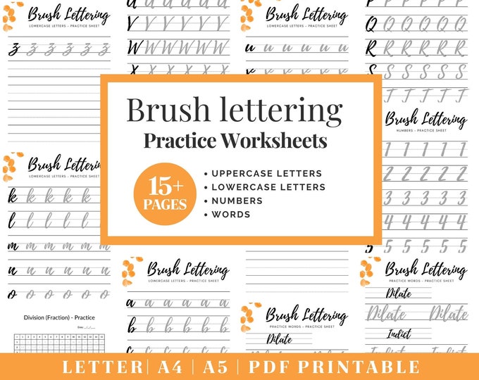 Learn Modern Calligraphy | Printable Hand Lettering Worksheet | Brush Lettering Practice | Adult Handwriting Workbook | Procreate Lettering